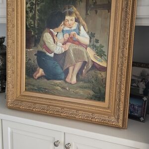 Vintage Style Framed Art with Gold Frame